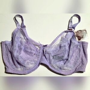 NWT Smart & Sexy Bra 40G Women's Lace & Mesh Unlined Underwire Bra Lavender